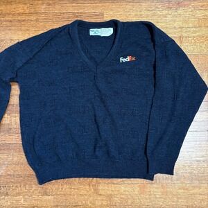 FedEx V Neck Sweater XL Made USA Embroidered Logo